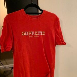 Supreme Red Tee with Embroidered Logo